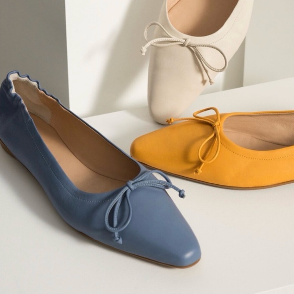 Club Monaco Peechie Yellow Leather Ballet Flats